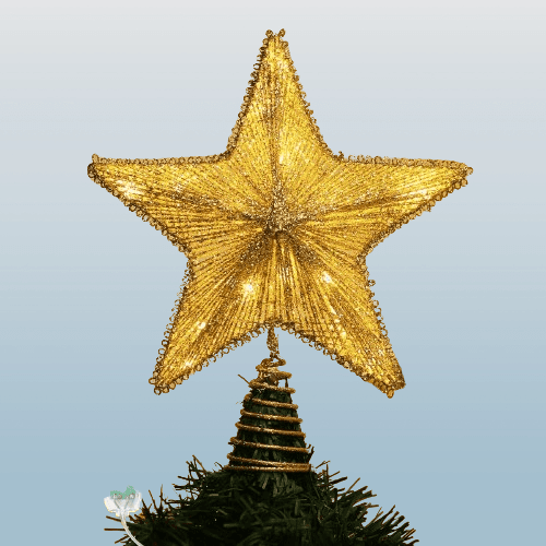 Decoración para árbol de estrella con control remoto alimentado por USB con luces y lentejuelas