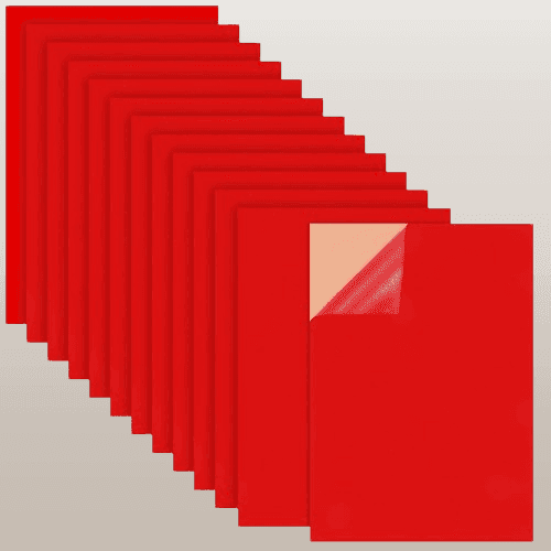 12 Hojas de fieltro autoadhesivas rojas