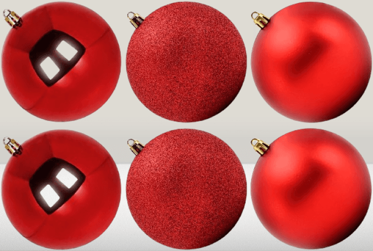 Bolas de plástico inastillables de Navidad 6 unidades color rojo